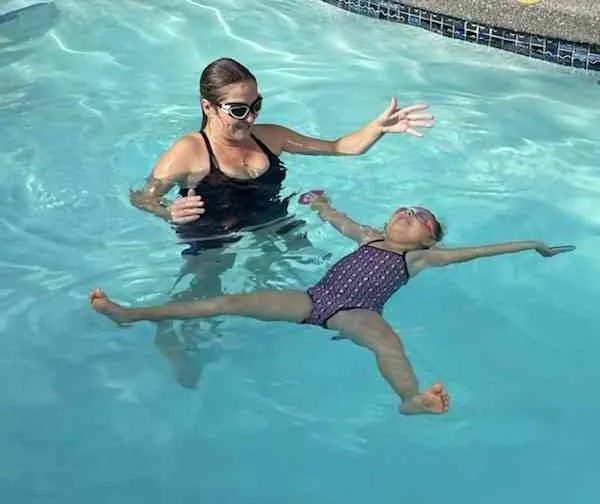 Young swimmer during a private lesson at Little Fish