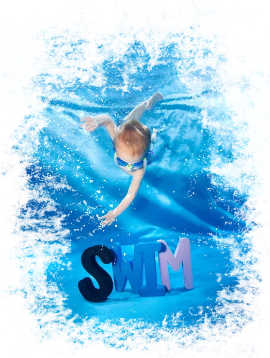 Child swimming with confidence