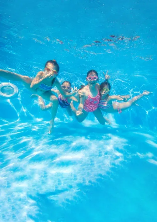 Family enjoying a private pool rental